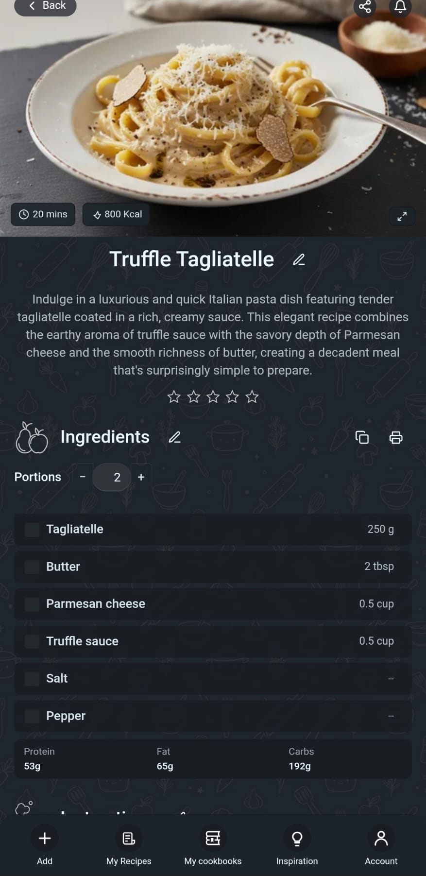 Screenshot of the SmaakApp recipe list